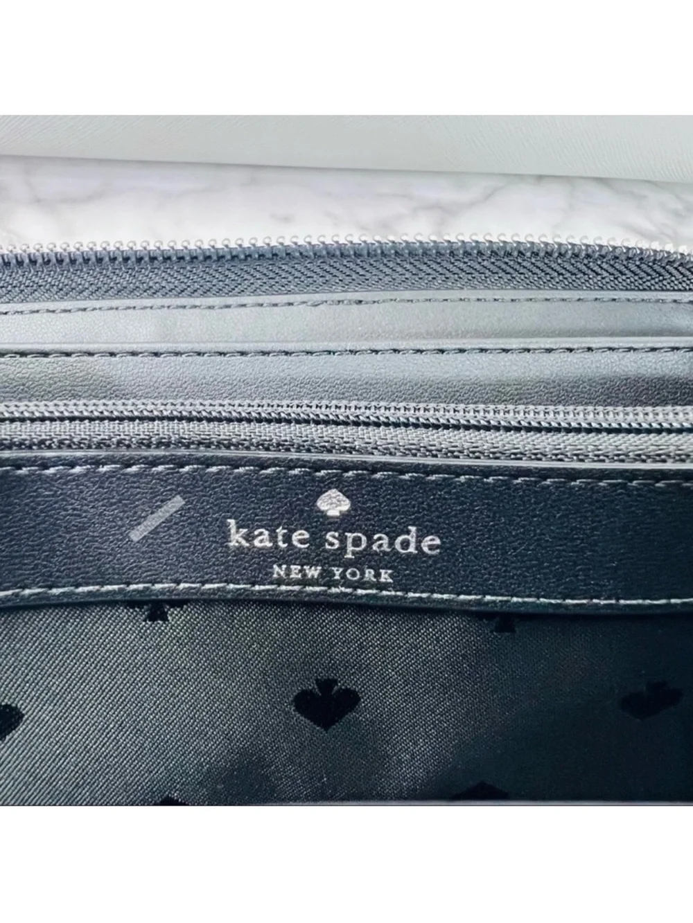 Kate Spade Two-Tone Gray and White Zip-Around Wallet